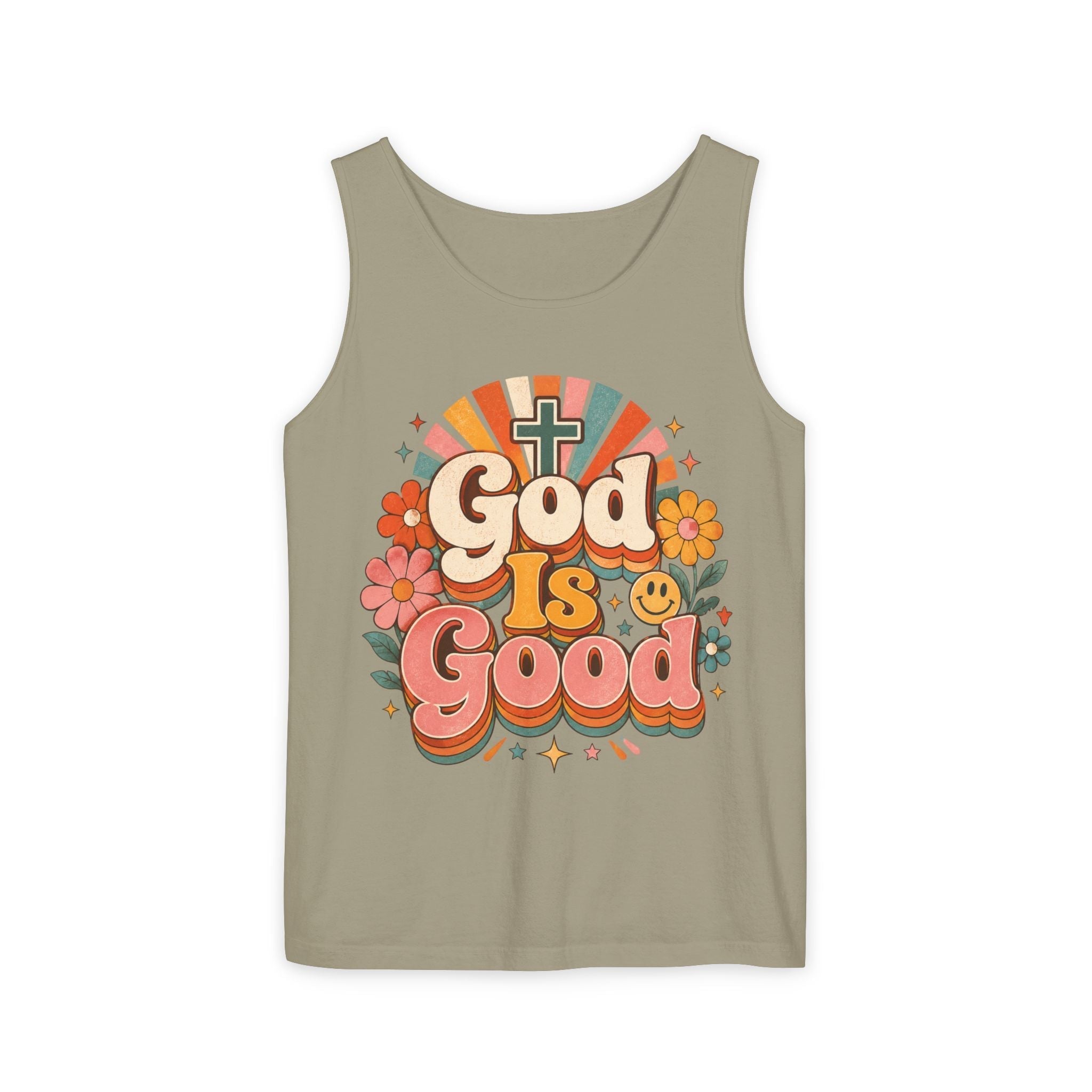 Floral Christian Tank Top - God Is Good Tee for Faith Wear by Printify
