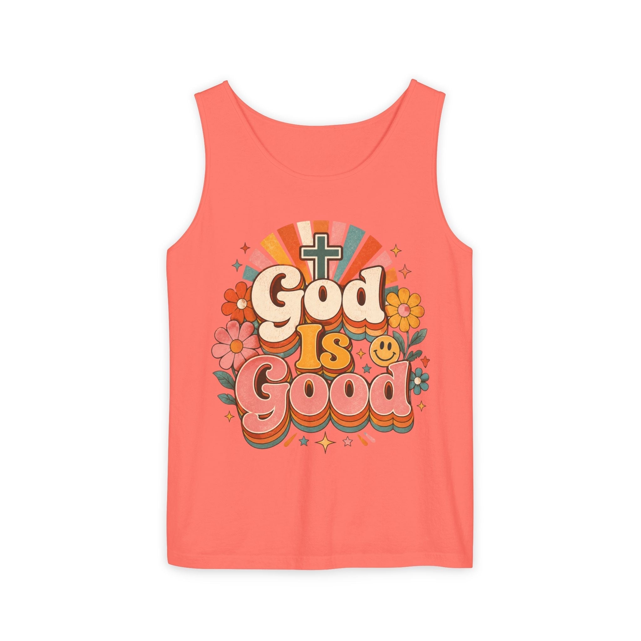 Floral Christian Tank Top - God Is Good Tee for Faith Wear by Printify