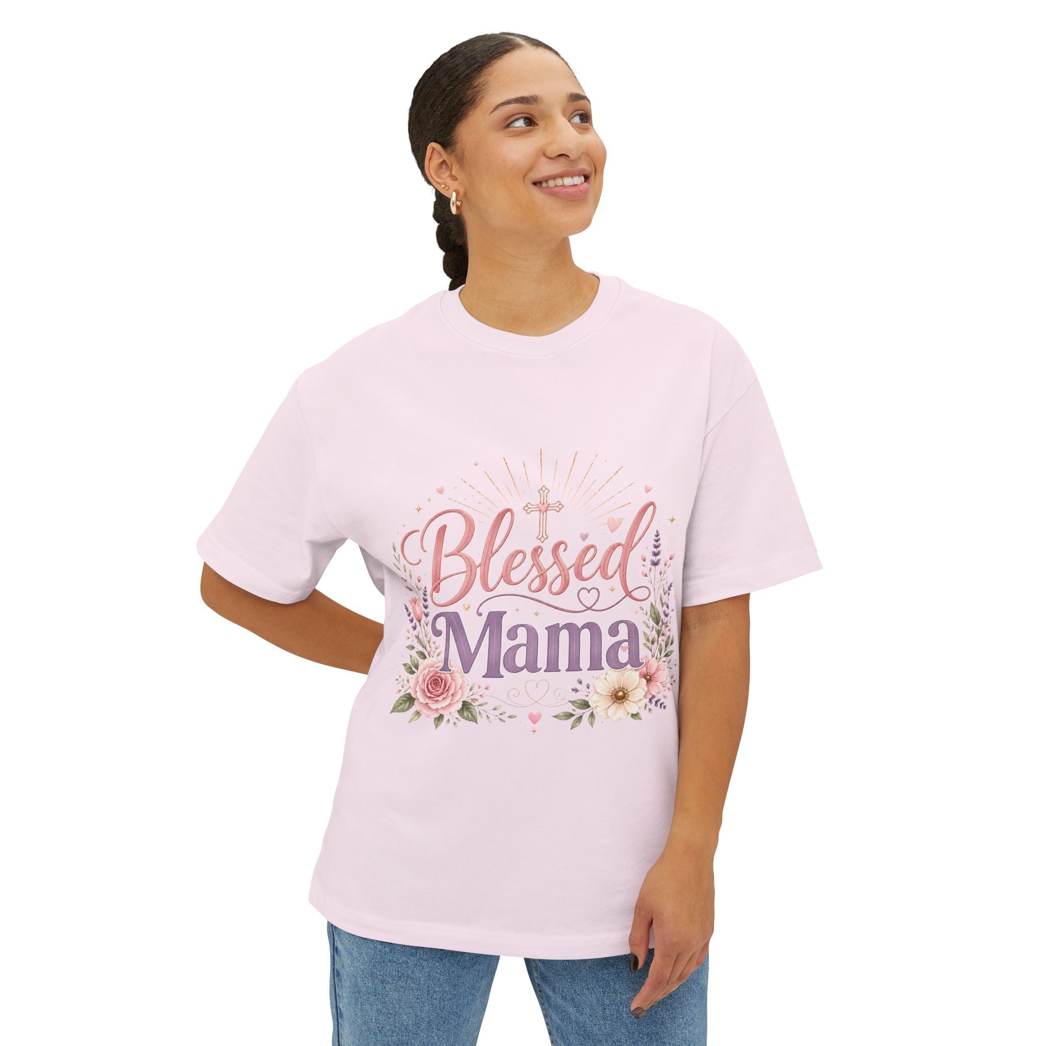 Floral Oversized Boxy Tee for Moms - Mother's Day Gift by Printify