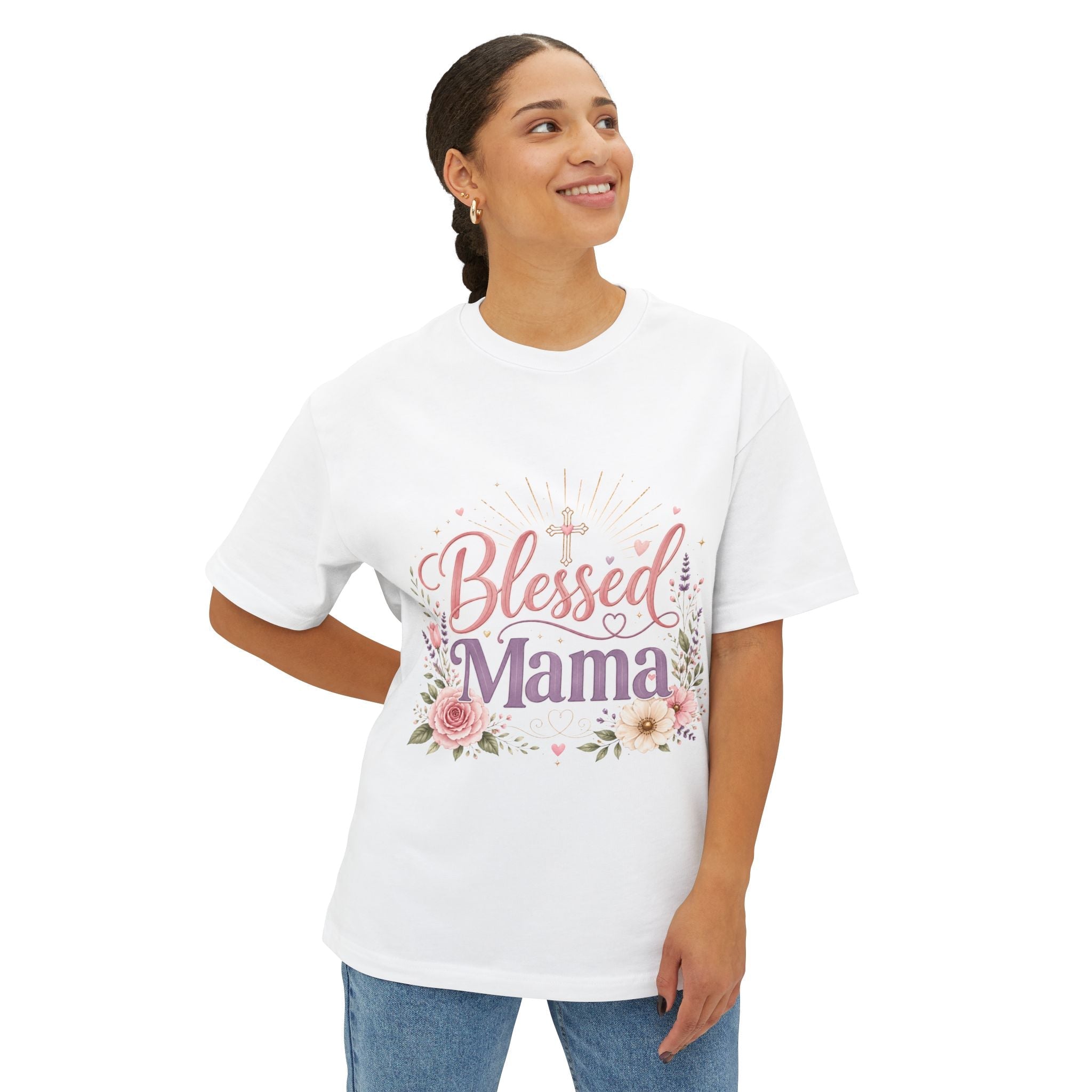 Floral Oversized Boxy Tee for Moms - Mother's Day Gift by Printify