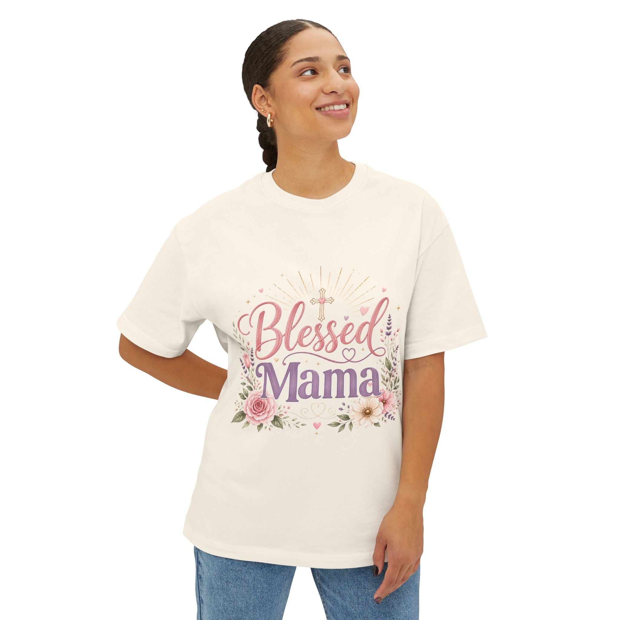 Floral Oversized Boxy Tee for Moms - Mother's Day Gift by Printify