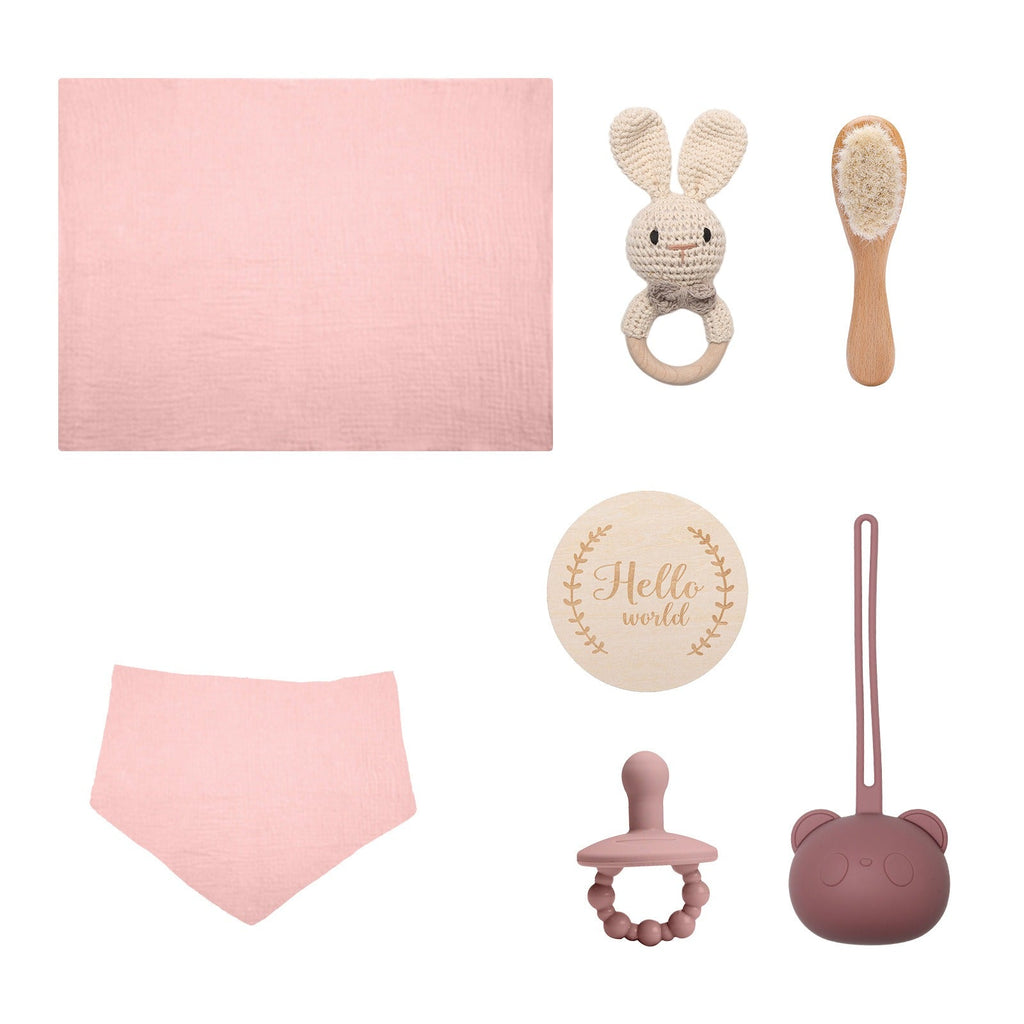 Full moon birth with hand gift, bath towel, wool brush, baby shower mouth, water towel, pacifier set - Grace & Grit Boutique