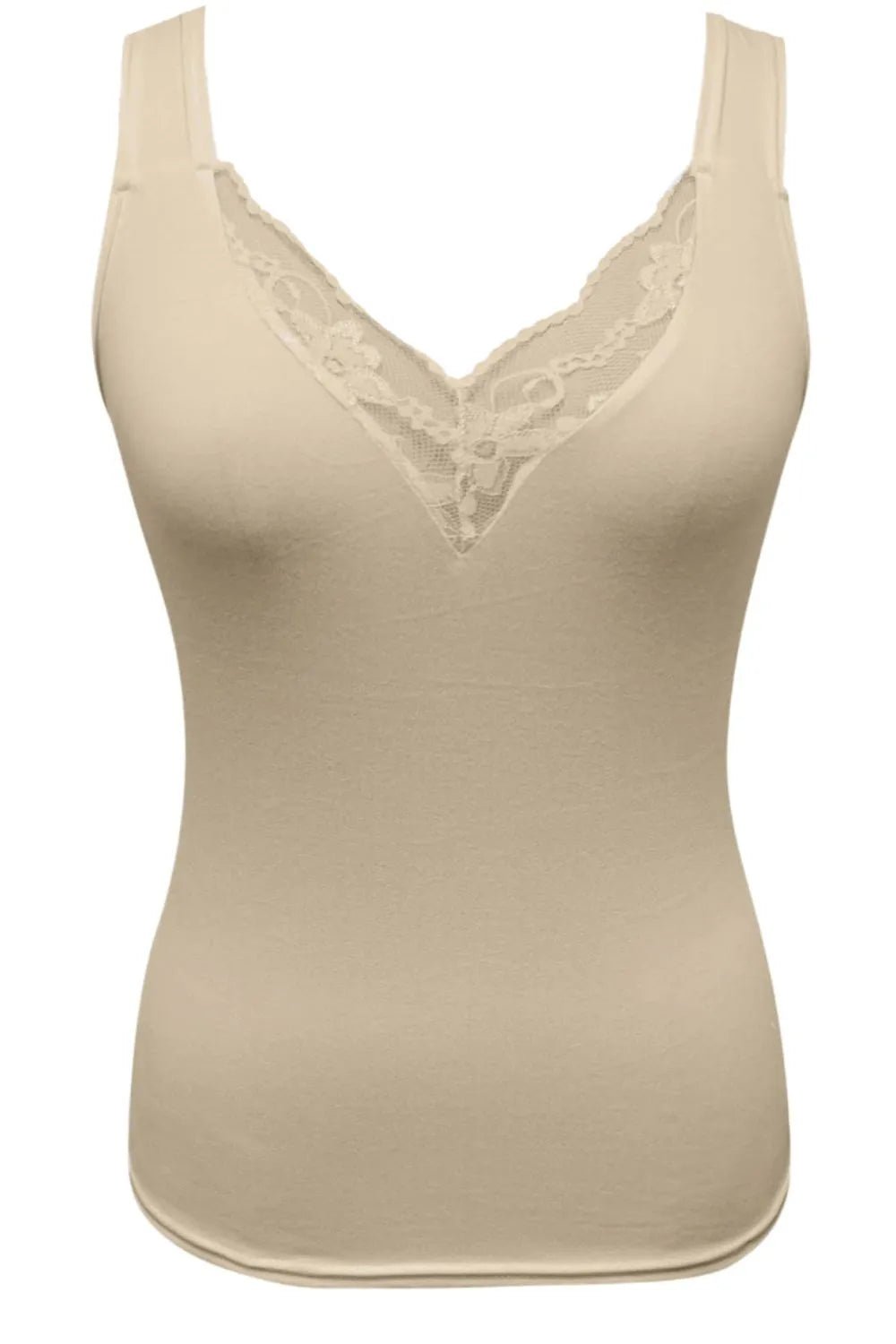 Full Size Lace Detail V - Neck Tank Plus Size - Grace & Grit Boutique