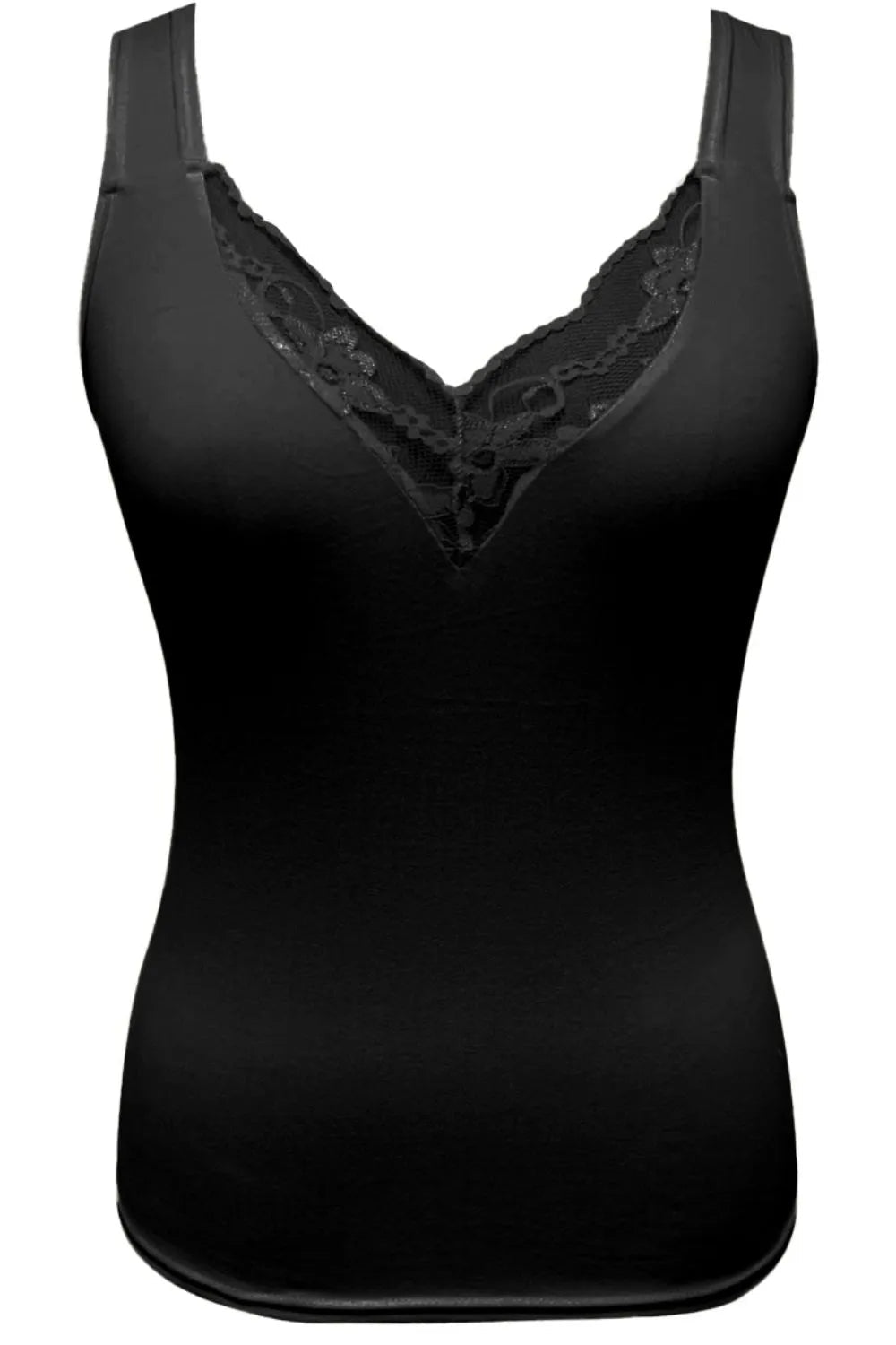 Full Size Lace Detail V - Neck Tank Plus Size - Grace & Grit Boutique