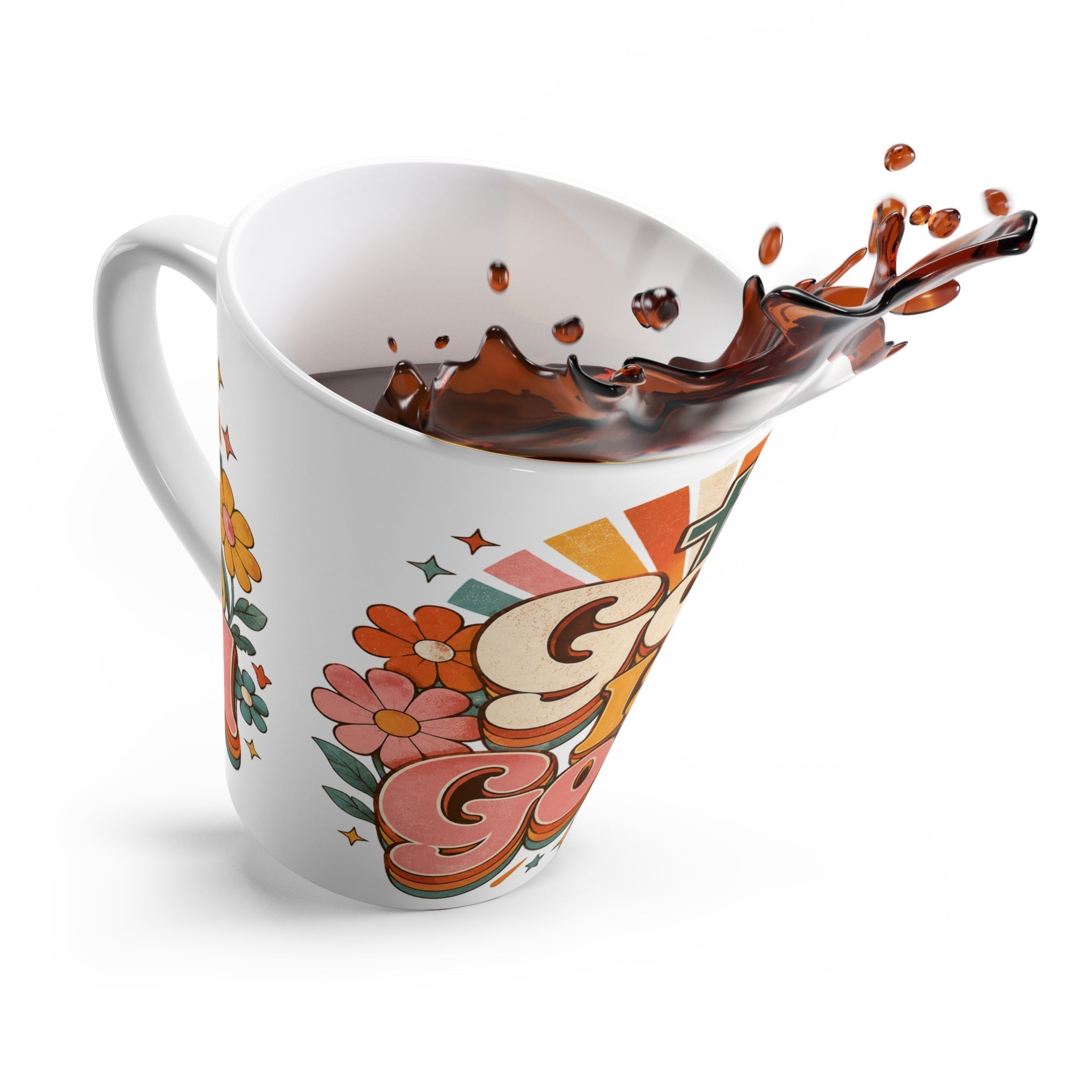 God Is Good Floral Cross Latte Mug — Retro Christian Coffee Cup - Grace & Grit Boutique
