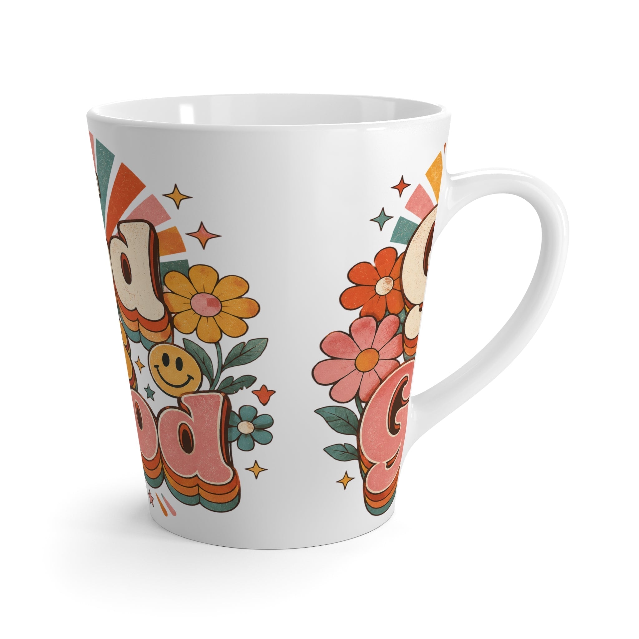 God Is Good Floral Cross Latte Mug — Retro Christian Coffee Cup - Grace & Grit Boutique