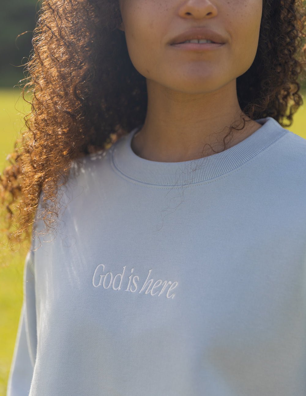 God Is Here Unisex Crewneck - Grace & Grit Boutique