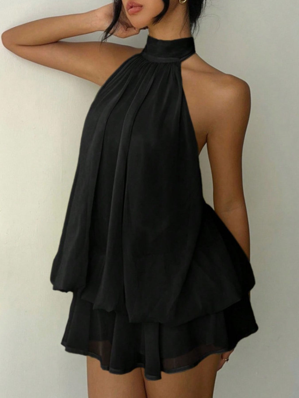 Halter Neck Layered Mini Dress - Grace & Grit Boutique