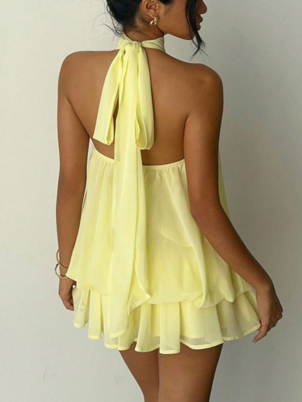 Halter Neck Layered Mini Dress - Grace & Grit Boutique