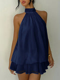 Halter Neck Layered Mini Dress - Grace & Grit Boutique