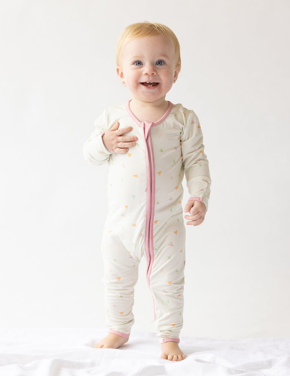 Heart Bamboo Convertible Footed Onesie - Grace & Grit Boutique