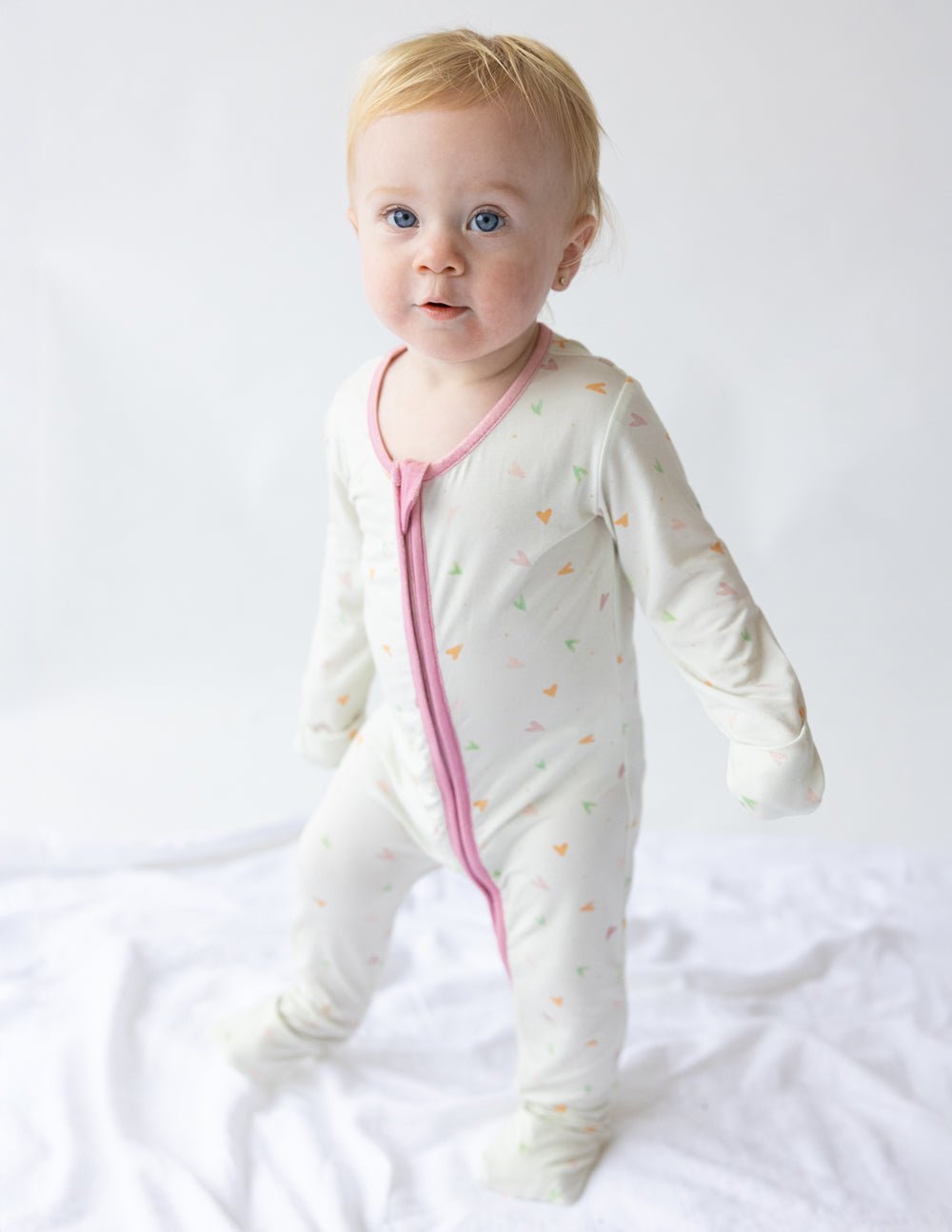 Heart Bamboo Convertible Footed Onesie - Grace & Grit Boutique