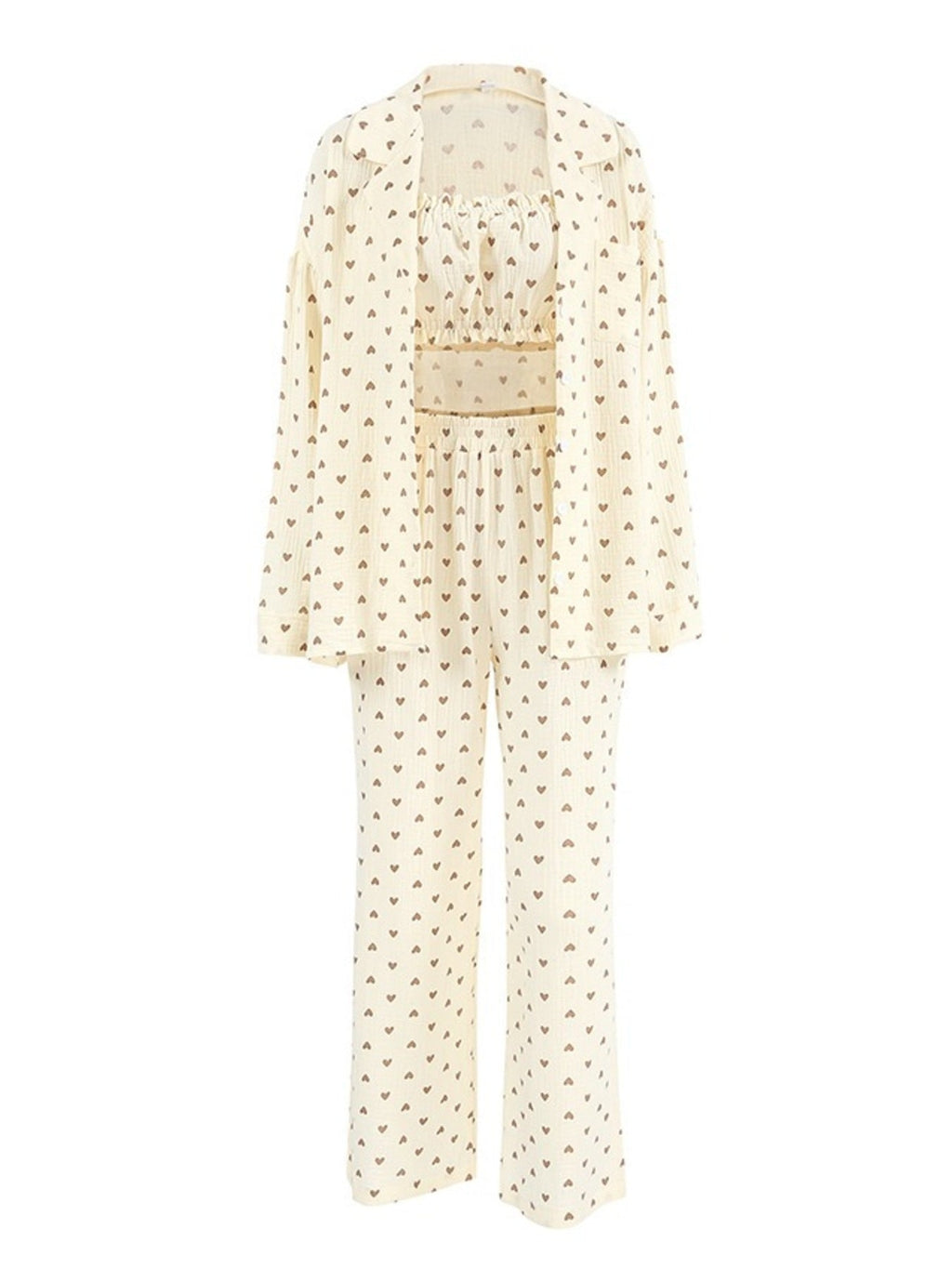 Heart Print Three - Piece Lounge Set - Grace & Grit Boutique