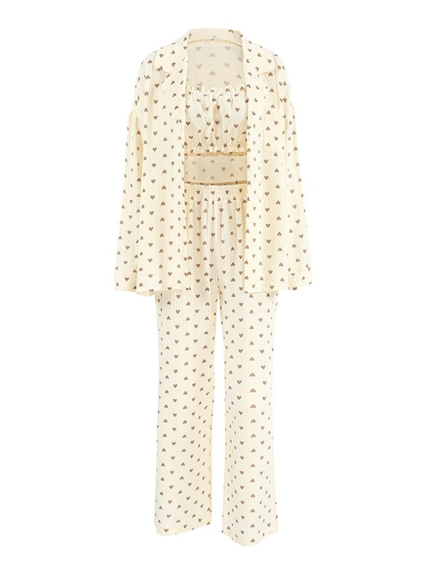 Heart Print Three - Piece Lounge Set - Grace & Grit Boutique