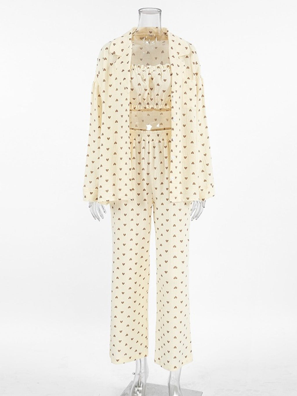 Heart Print Three - Piece Lounge Set - Grace & Grit Boutique