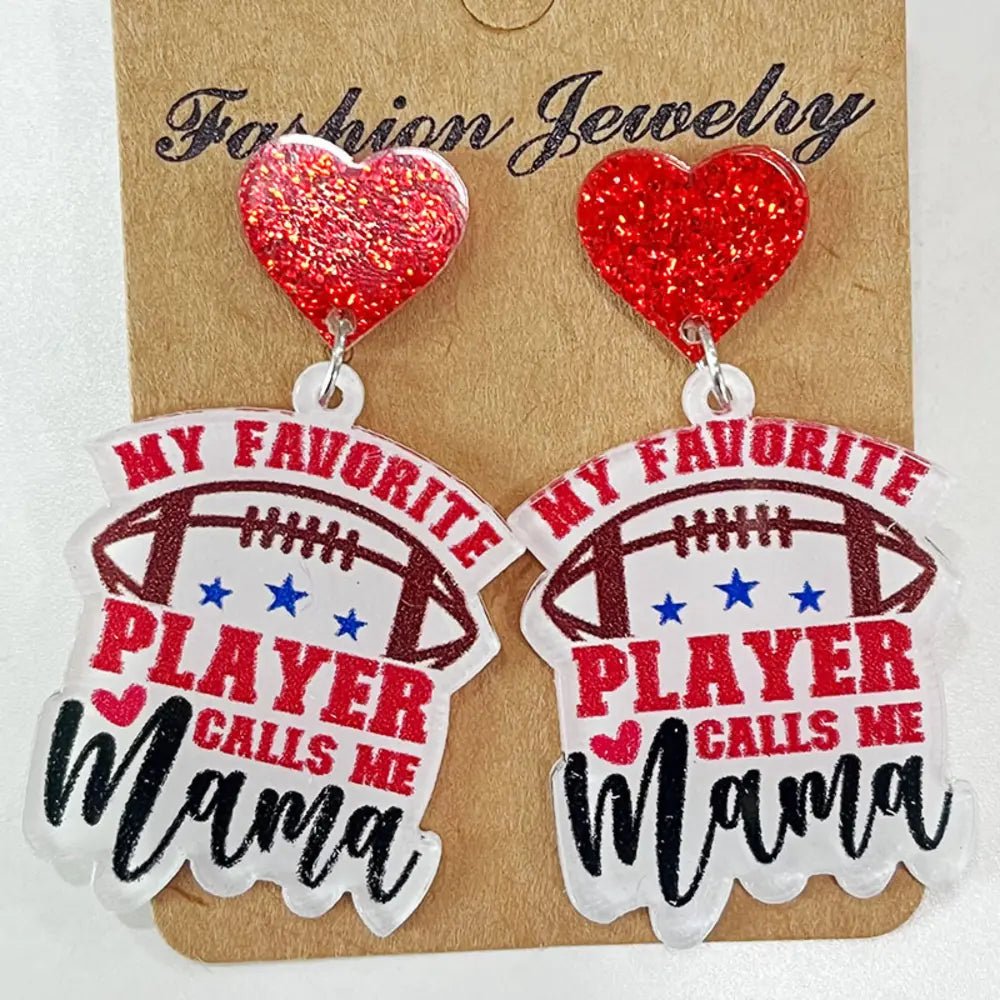 Heart Shape Sports Theme Acrylic Dangle Earrings by Trendsi