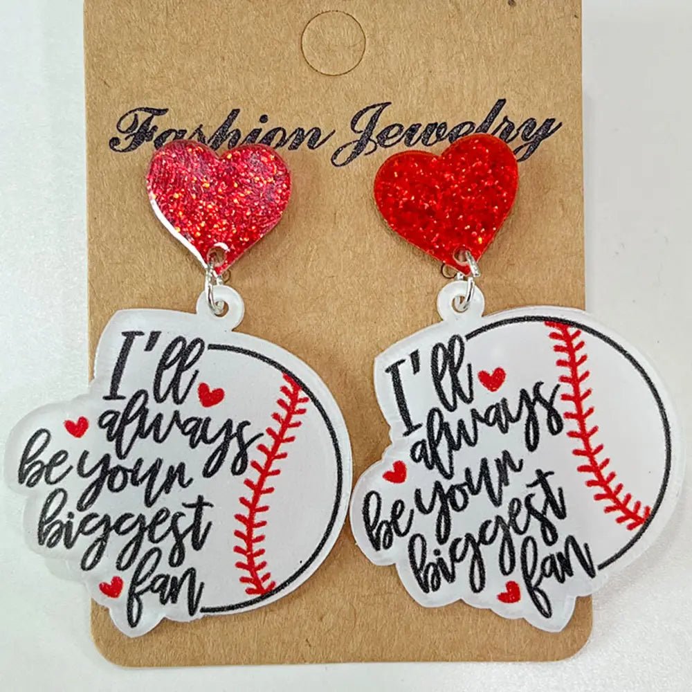 Heart Shape Sports Theme Acrylic Dangle Earrings by Trendsi