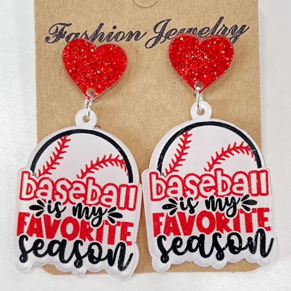 Heart Shape Sports Theme Acrylic Dangle Earrings by Trendsi