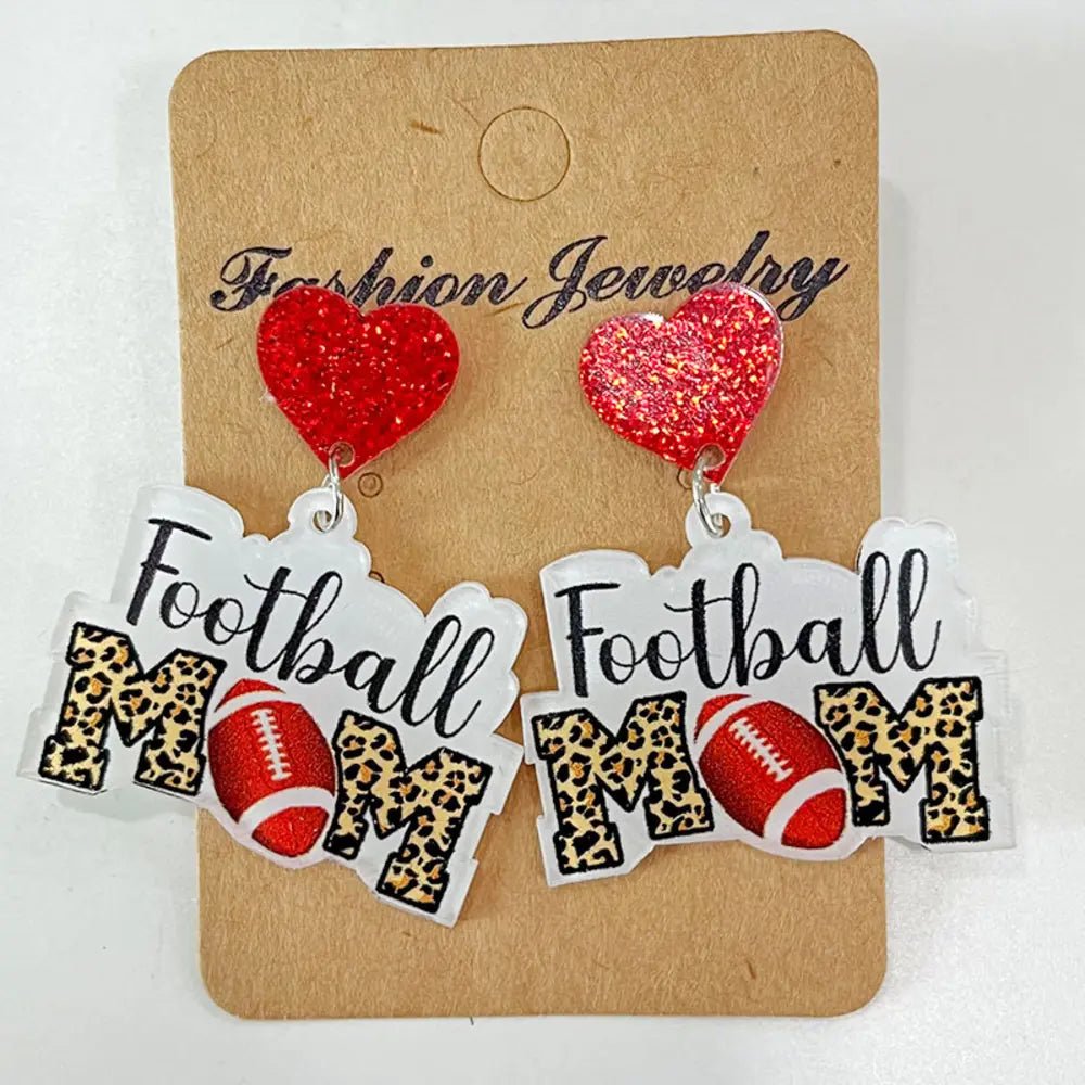 Heart Shape Sports Theme Acrylic Dangle Earrings by Trendsi