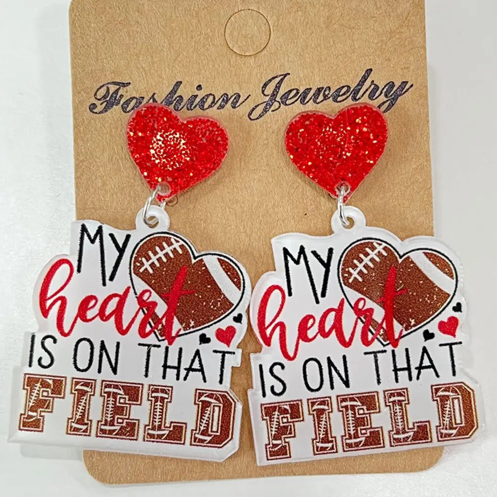 Heart Shape Sports Theme Acrylic Dangle Earrings by Trendsi