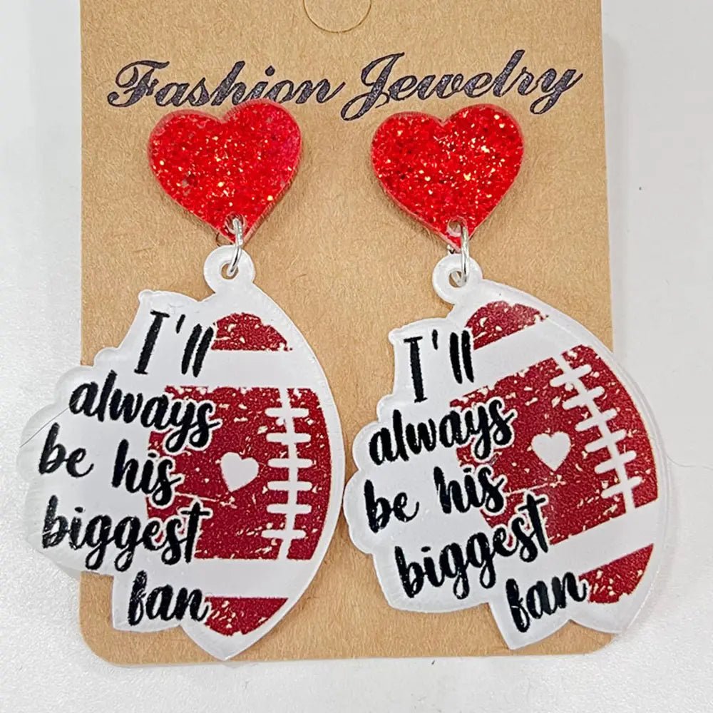 Heart Shape Sports Theme Acrylic Dangle Earrings by Trendsi