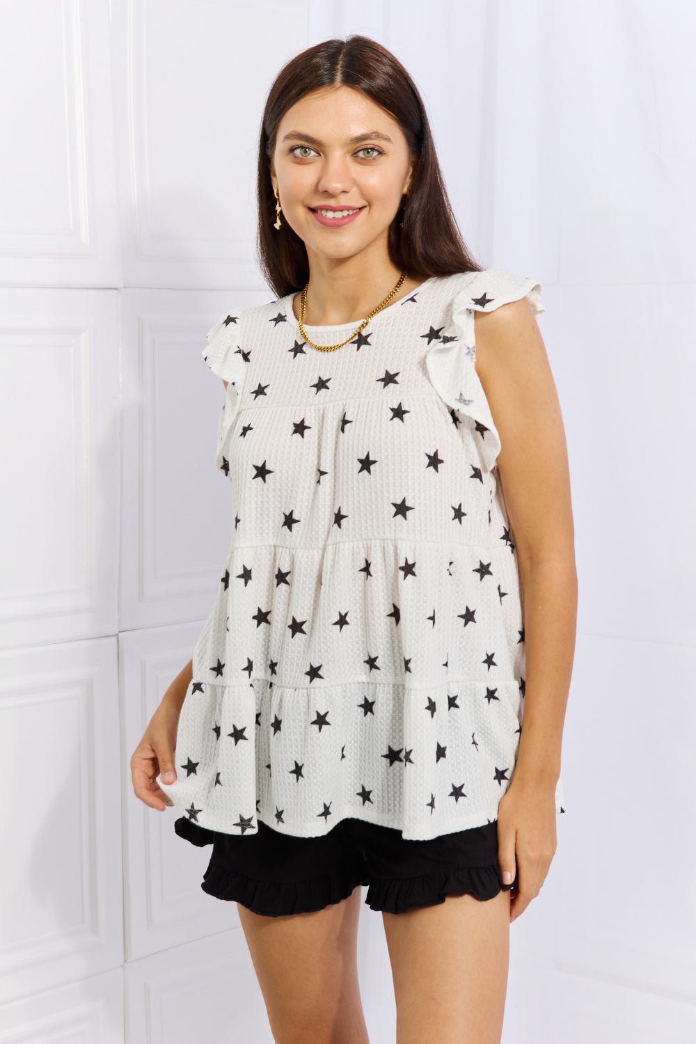 Heimish Shine Bright Full Size Butterfly Sleeve Star Print Top - Grace & Grit Boutique