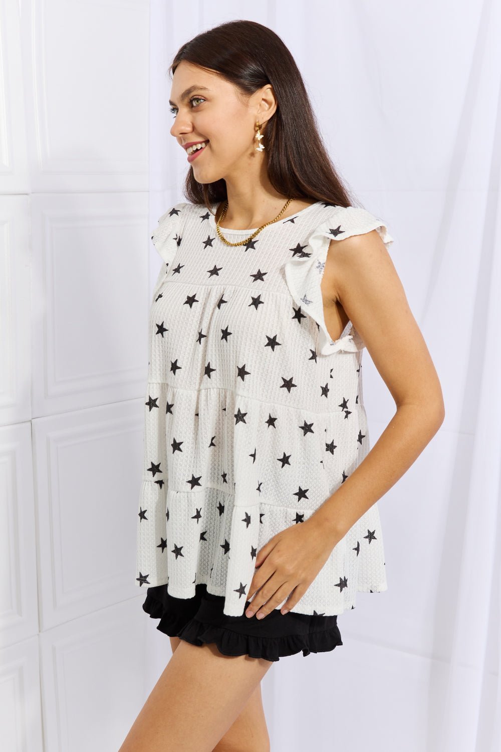 Heimish Shine Bright Full Size Butterfly Sleeve Star Print Top - Grace & Grit Boutique