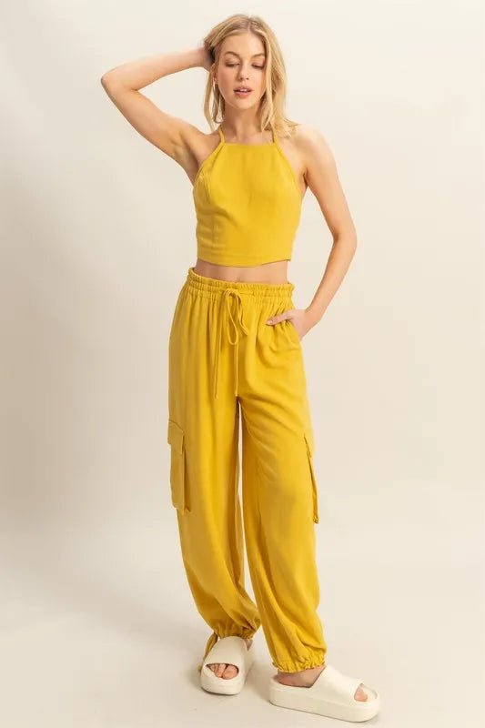 HYFVE Crop Top and Cargo Pants Set - Grace & Grit Boutique