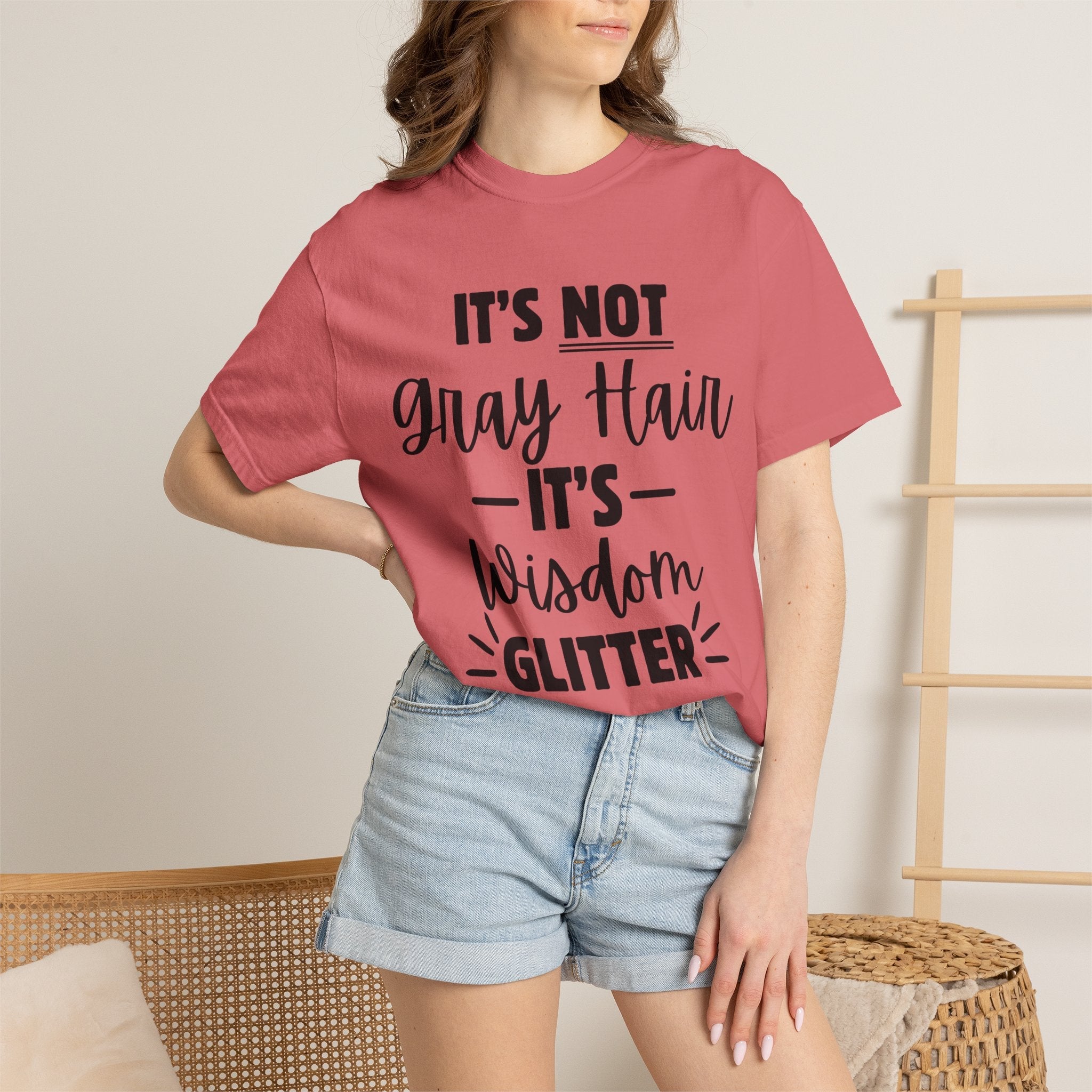 It's Not Gray Hair It's Wisdom Glitter T-Shirt | Funny Senior Pride Tee - Grace & Grit Boutique