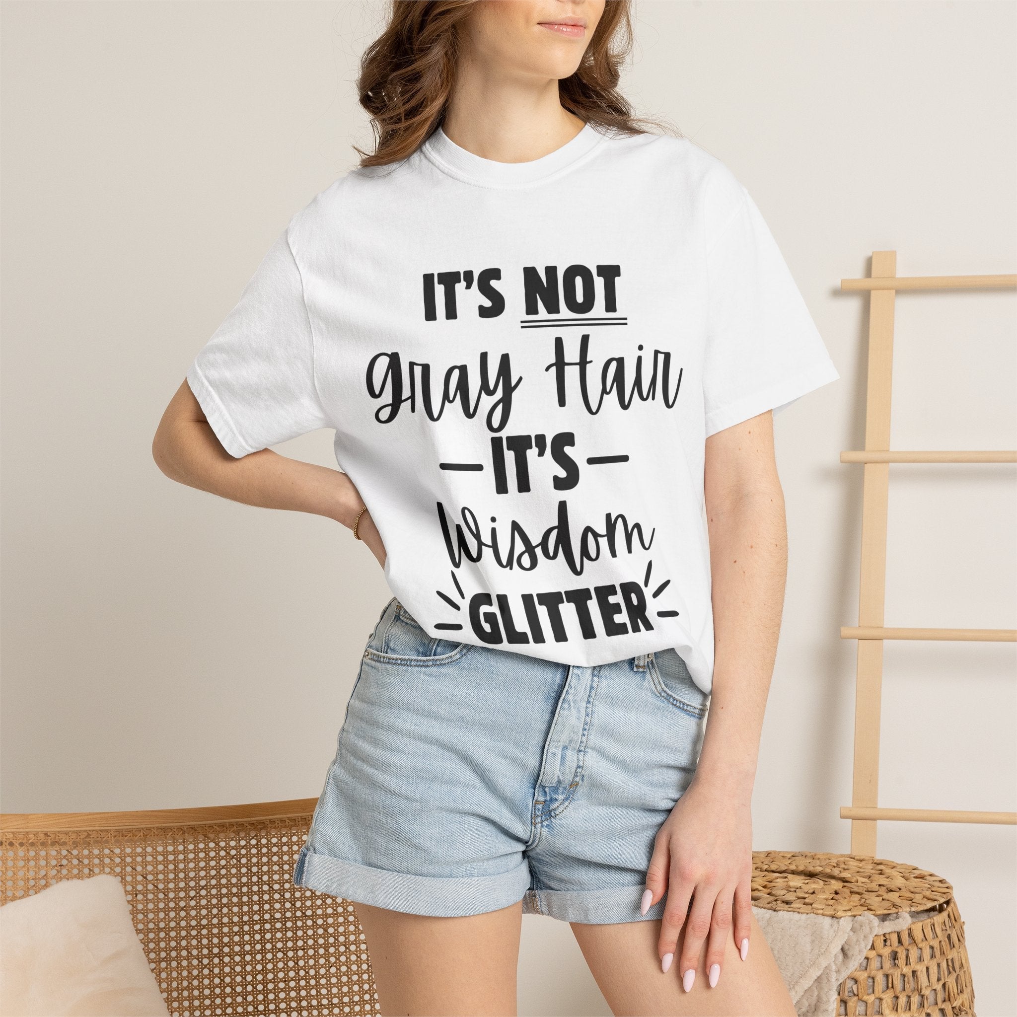 It's Not Gray Hair It's Wisdom Glitter T-Shirt | Funny Senior Pride Tee - Grace & Grit Boutique
