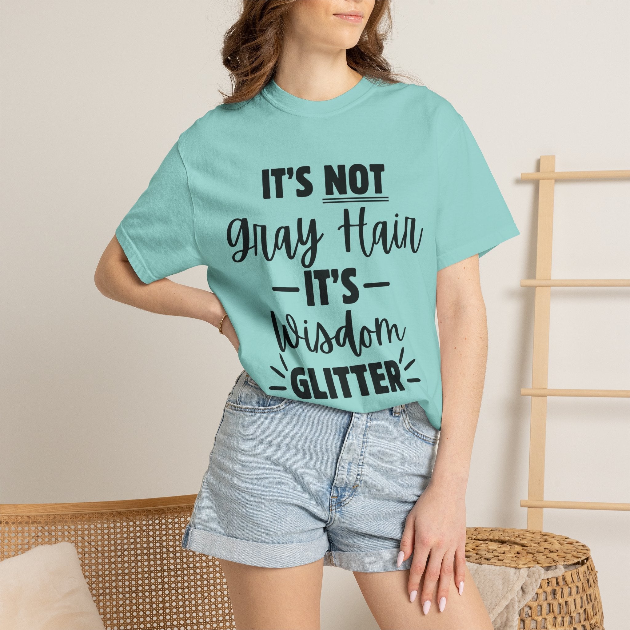 It's Not Gray Hair It's Wisdom Glitter T-Shirt | Funny Senior Pride Tee - Grace & Grit Boutique