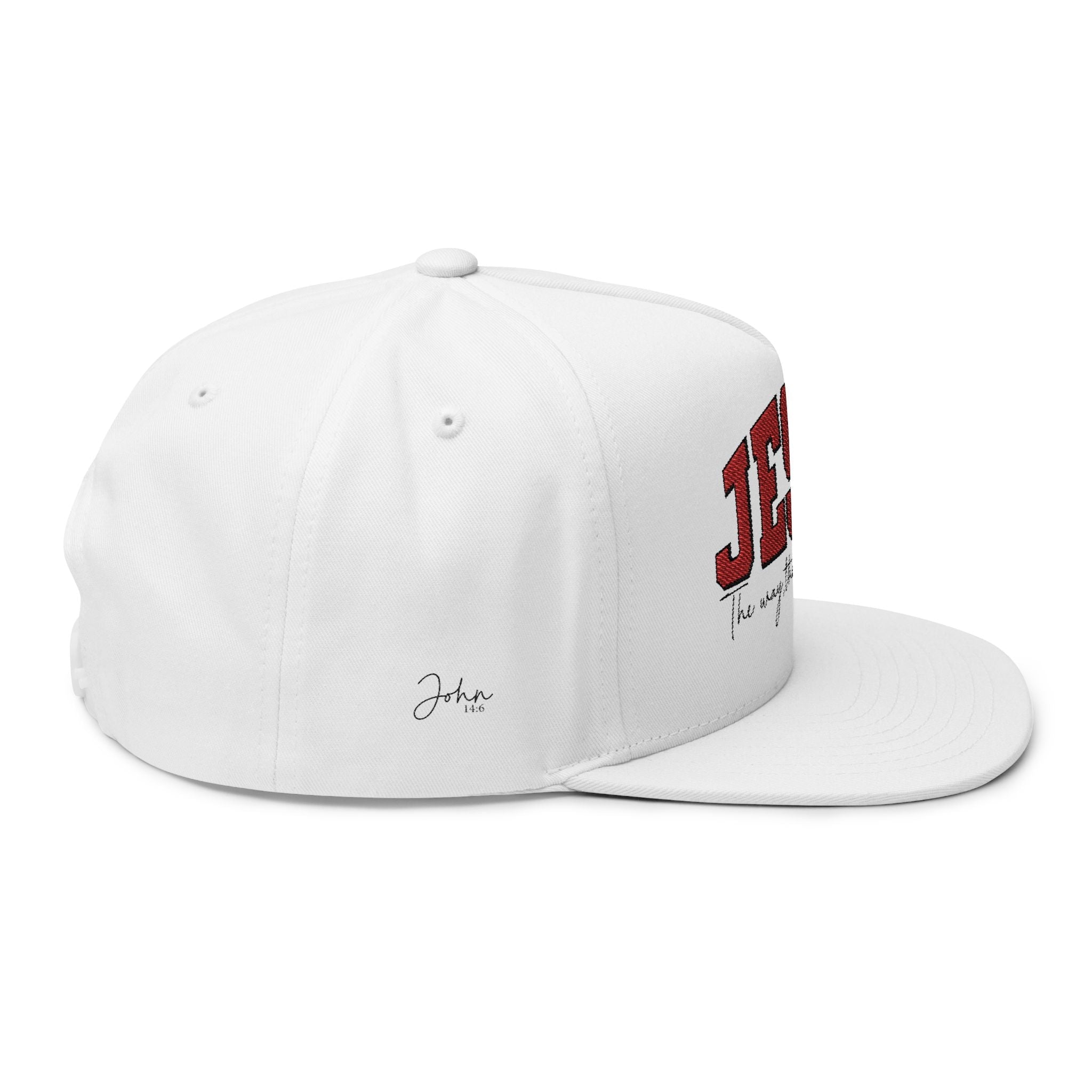 Jesus Embroidered Flat Bill Cap — Faith Snapback Hat - Grace & Grit Boutique