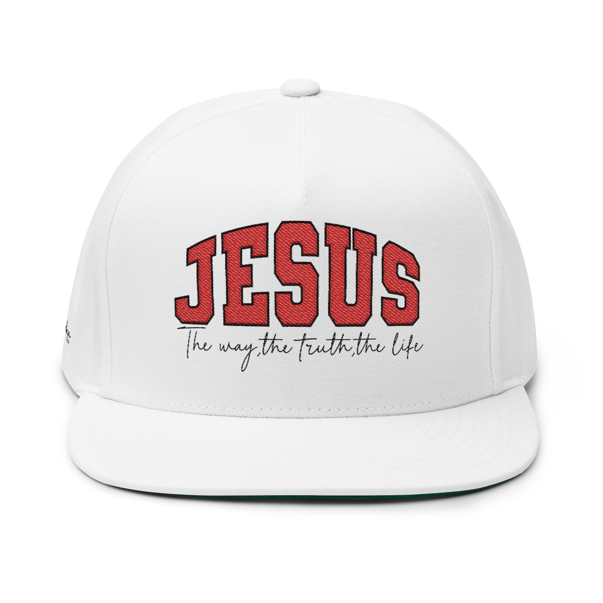Jesus Embroidered Flat Bill Cap — Faith Snapback Hat - Grace & Grit Boutique