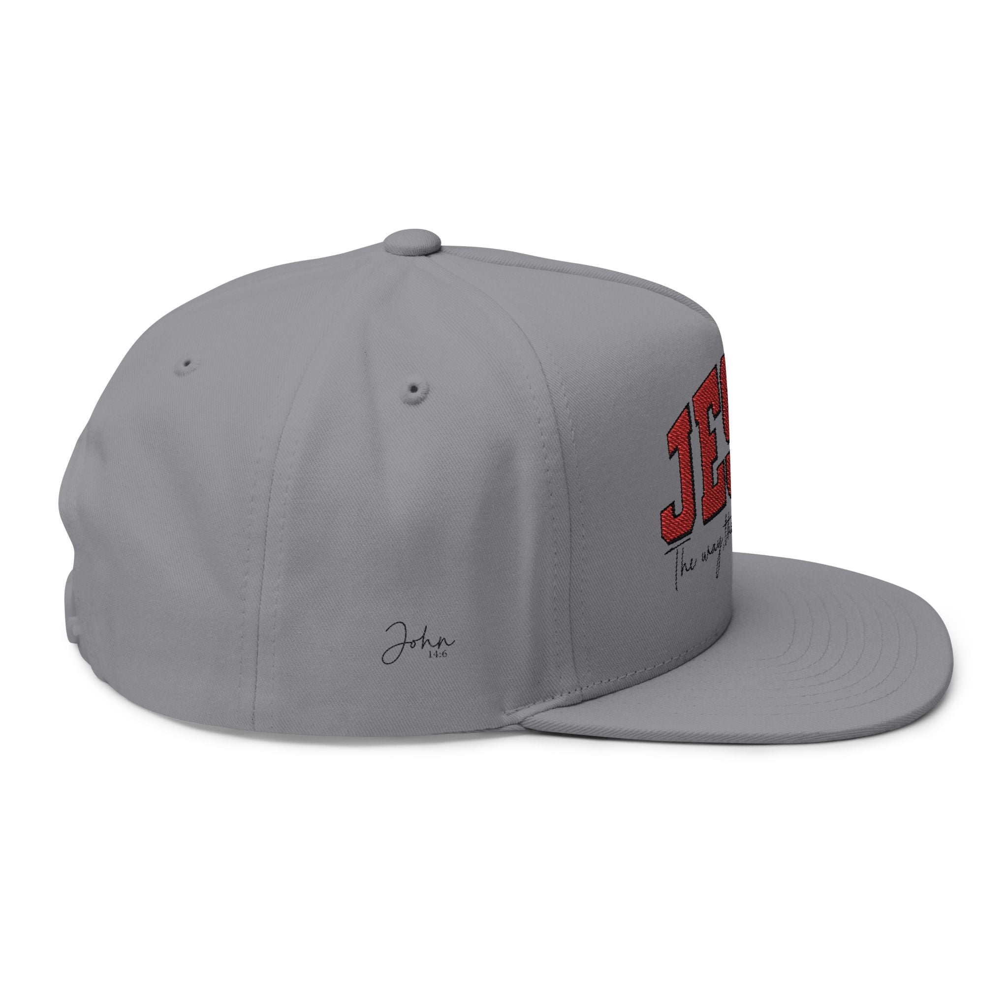 Jesus Embroidered Flat Bill Cap — Faith Snapback Hat - Grace & Grit Boutique