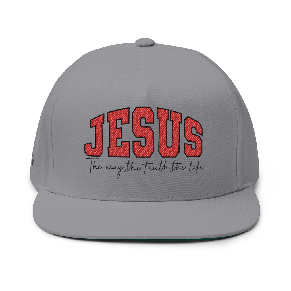 Jesus Embroidered Flat Bill Cap — Faith Snapback Hat - Grace & Grit Boutique