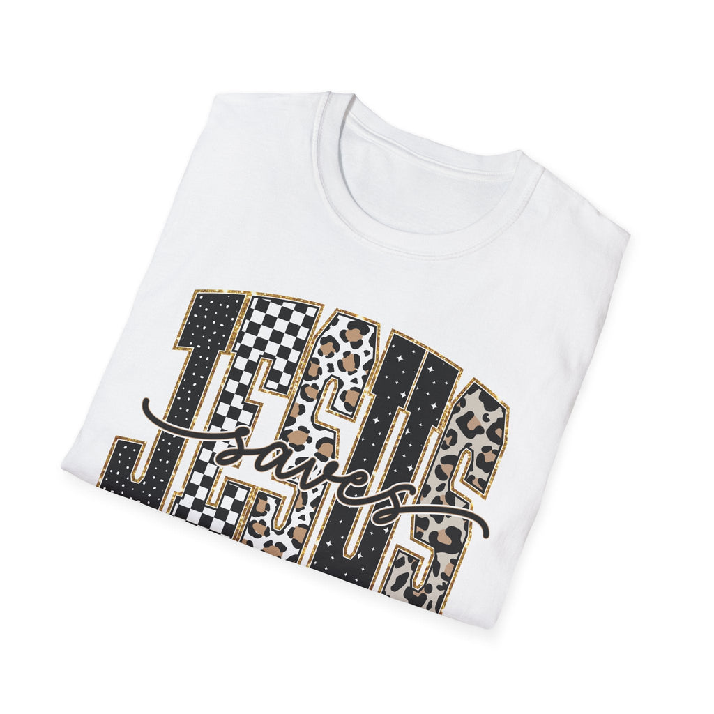 Jesus Graphic T-Shirt | Leopard & Checkerboard Faith Design - Grace & Grit Boutique