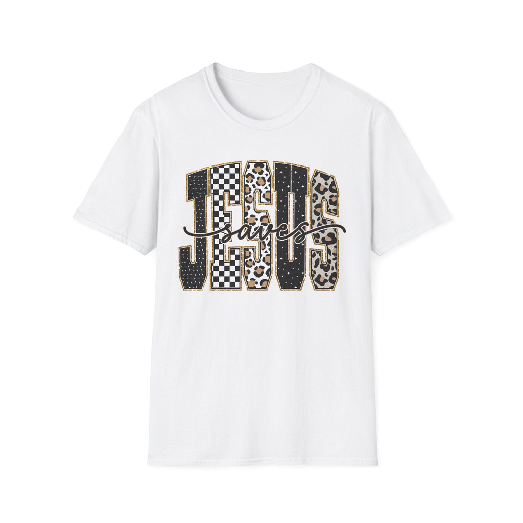 Jesus Graphic T-Shirt | Leopard & Checkerboard Faith Design - Grace & Grit Boutique