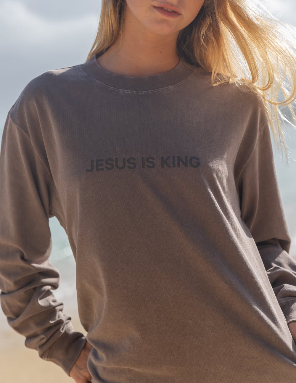 Jesus Is King Brown LS Unisex Tee - Grace & Grit Boutique