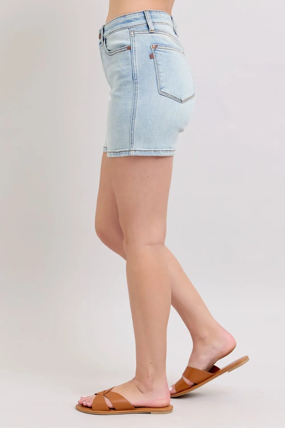 Judy Blue Full Size 2 Button Denim Shorts with Pockets Plus Size - Grace & Grit Boutique