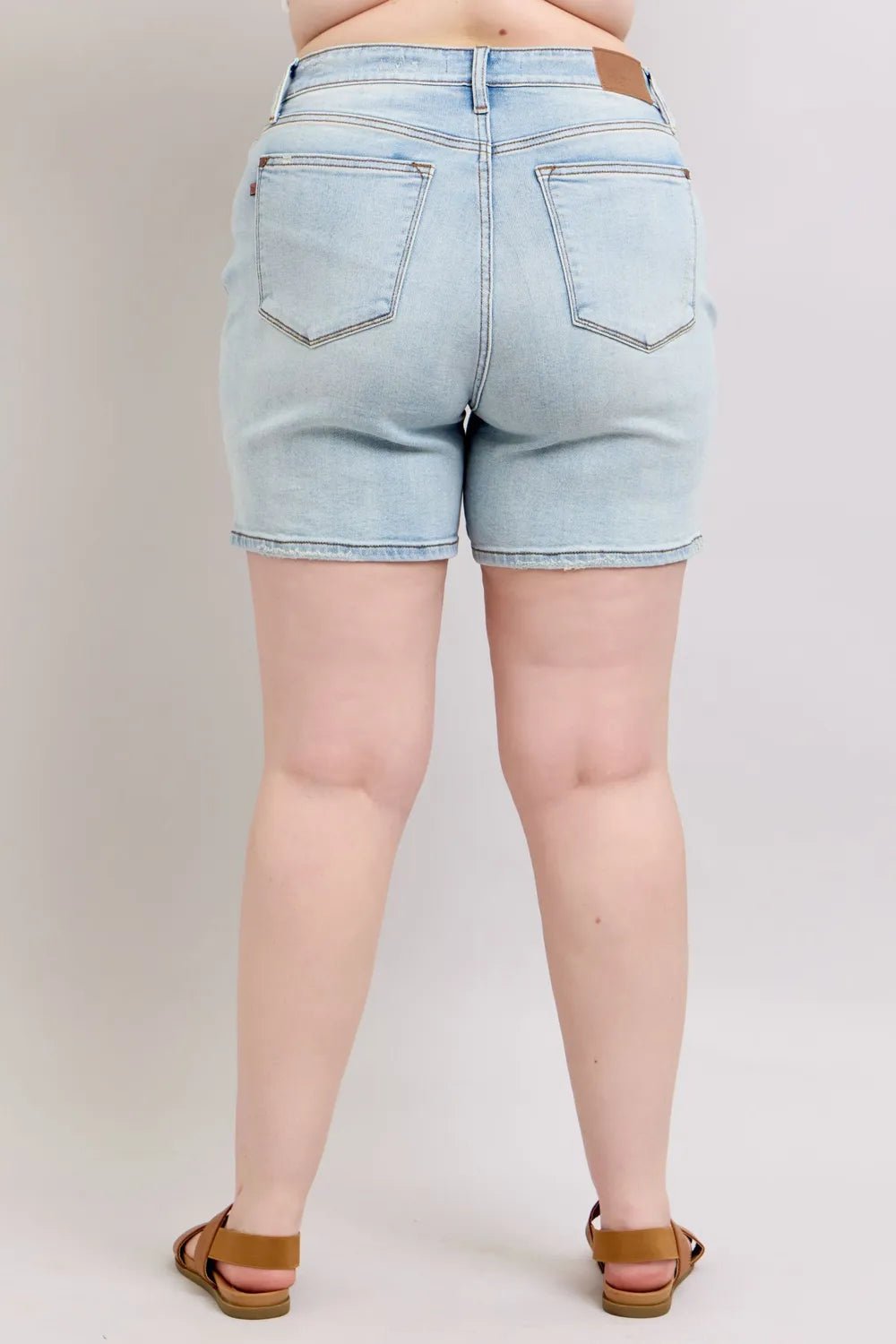 Judy Blue Full Size 2 Button Denim Shorts with Pockets Plus Size - Grace & Grit Boutique