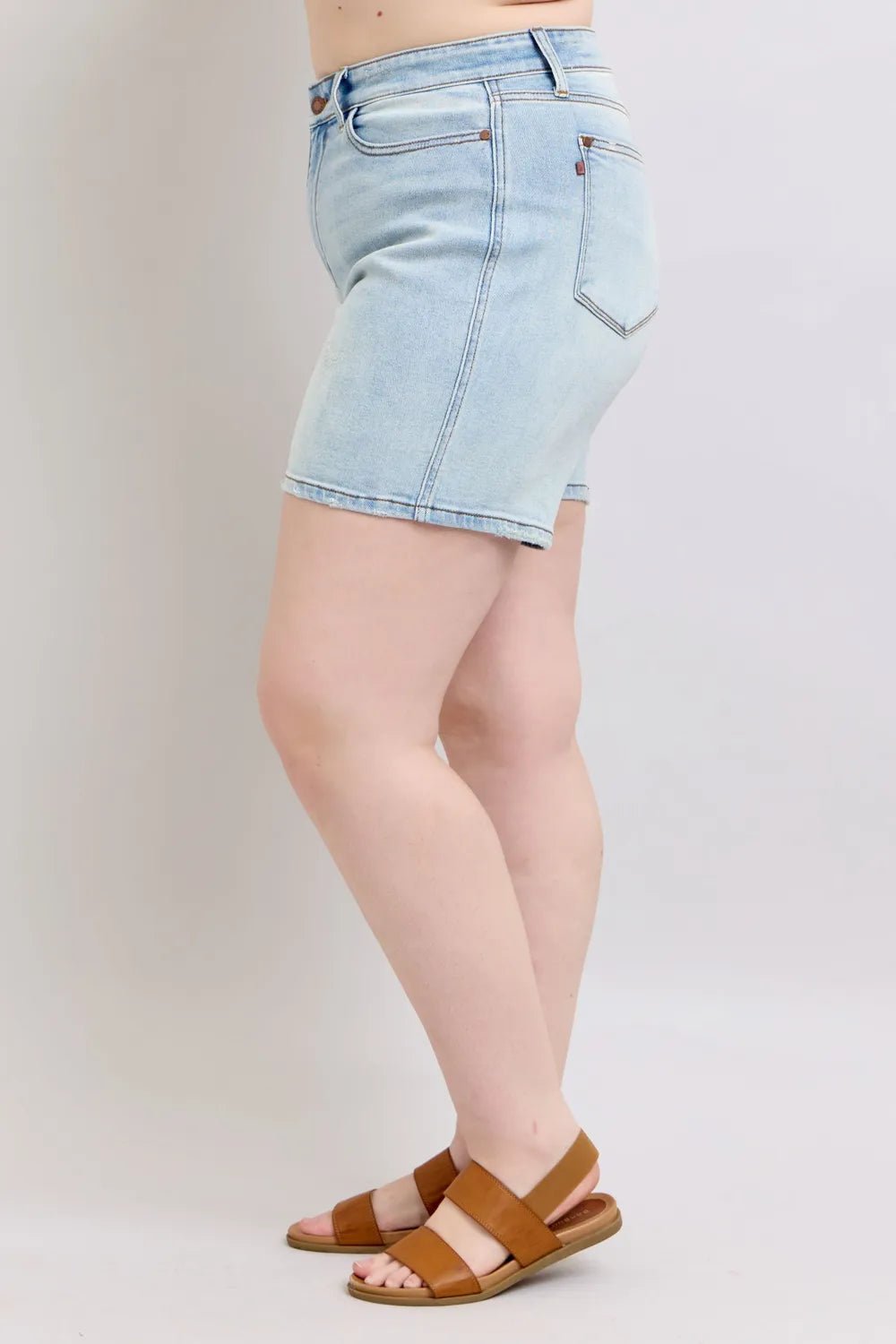 Judy Blue Full Size 2 Button Denim Shorts with Pockets Plus Size - Grace & Grit Boutique