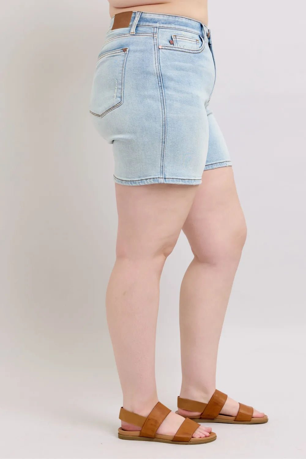 Judy Blue Full Size 2 Button Denim Shorts with Pockets Plus Size - Grace & Grit Boutique