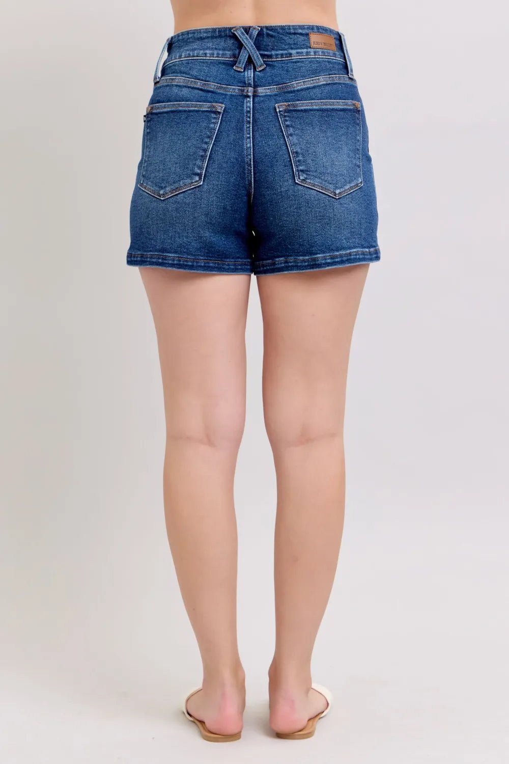 Judy Blue Full Size Double Button Waistband Denim Shorts Plus Size - Grace & Grit Boutique