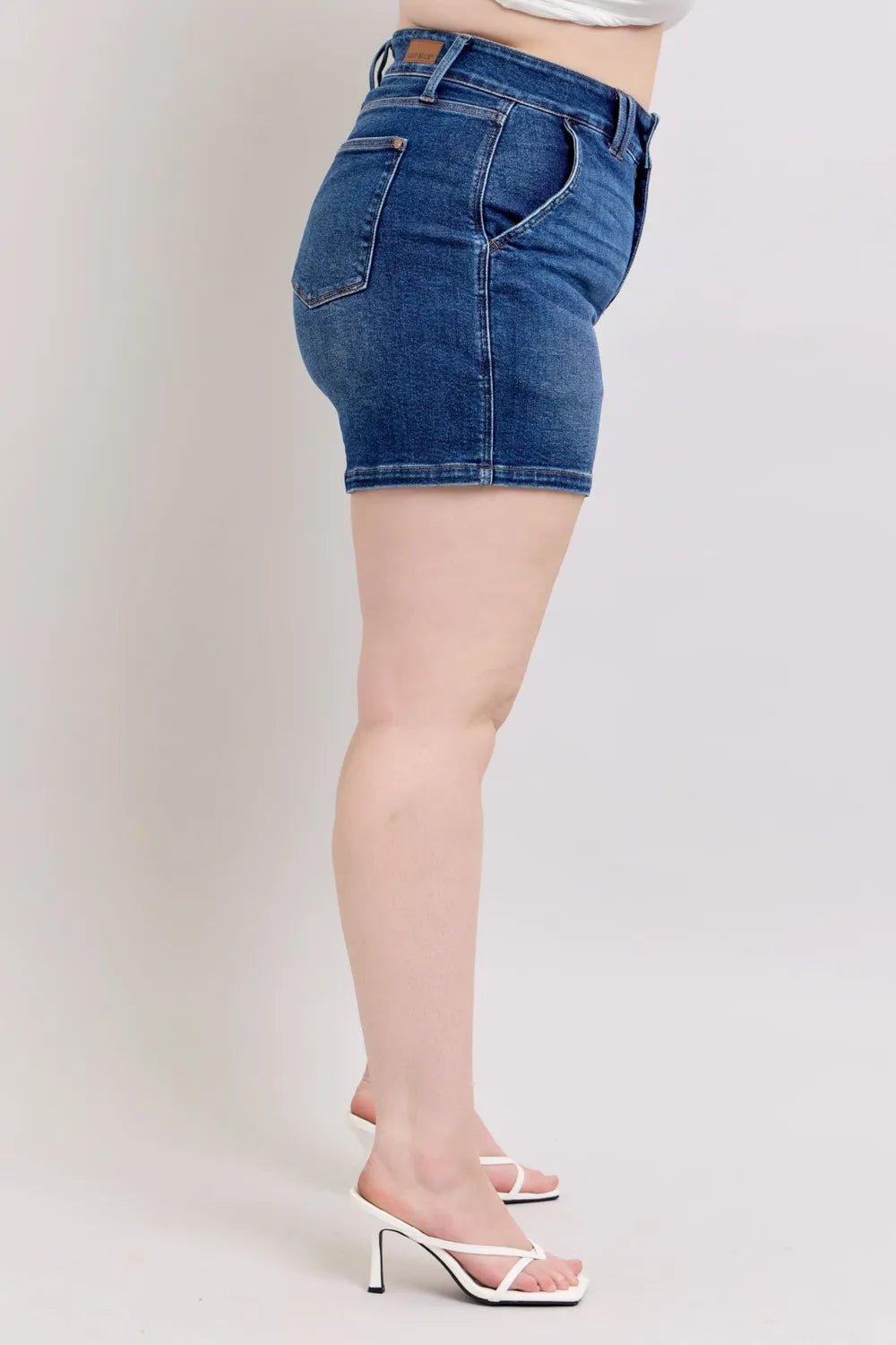 Judy Blue Full Size Double Button Waistband Denim Shorts Plus Size - Grace & Grit Boutique