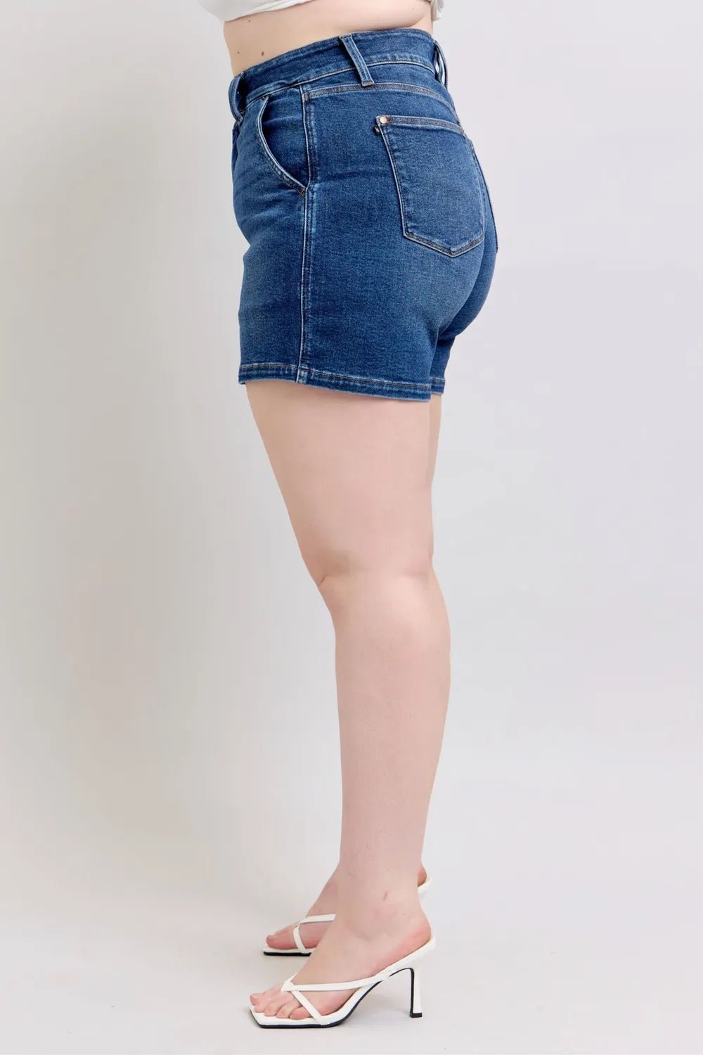 Judy Blue Full Size Double Button Waistband Denim Shorts Plus Size - Grace & Grit Boutique