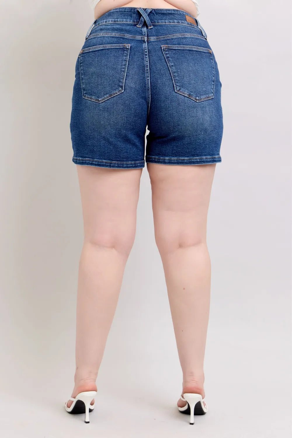 Judy Blue Full Size Double Button Waistband Denim Shorts Plus Size - Grace & Grit Boutique