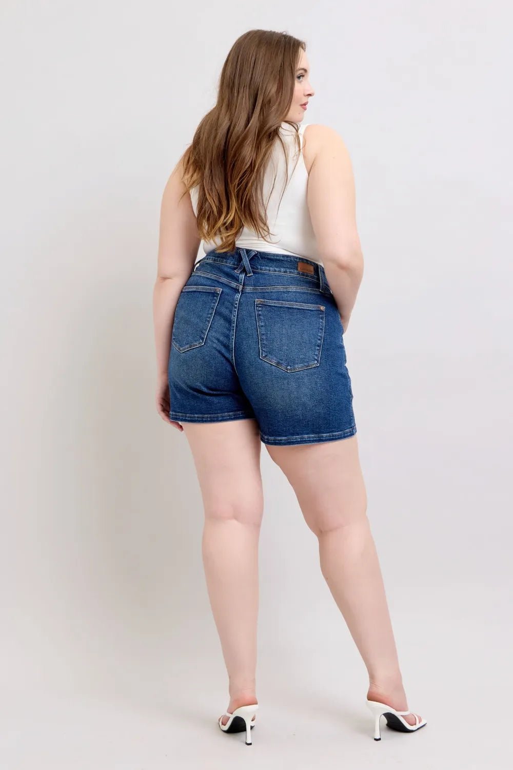 Judy Blue Full Size Double Button Waistband Denim Shorts Plus Size - Grace & Grit Boutique