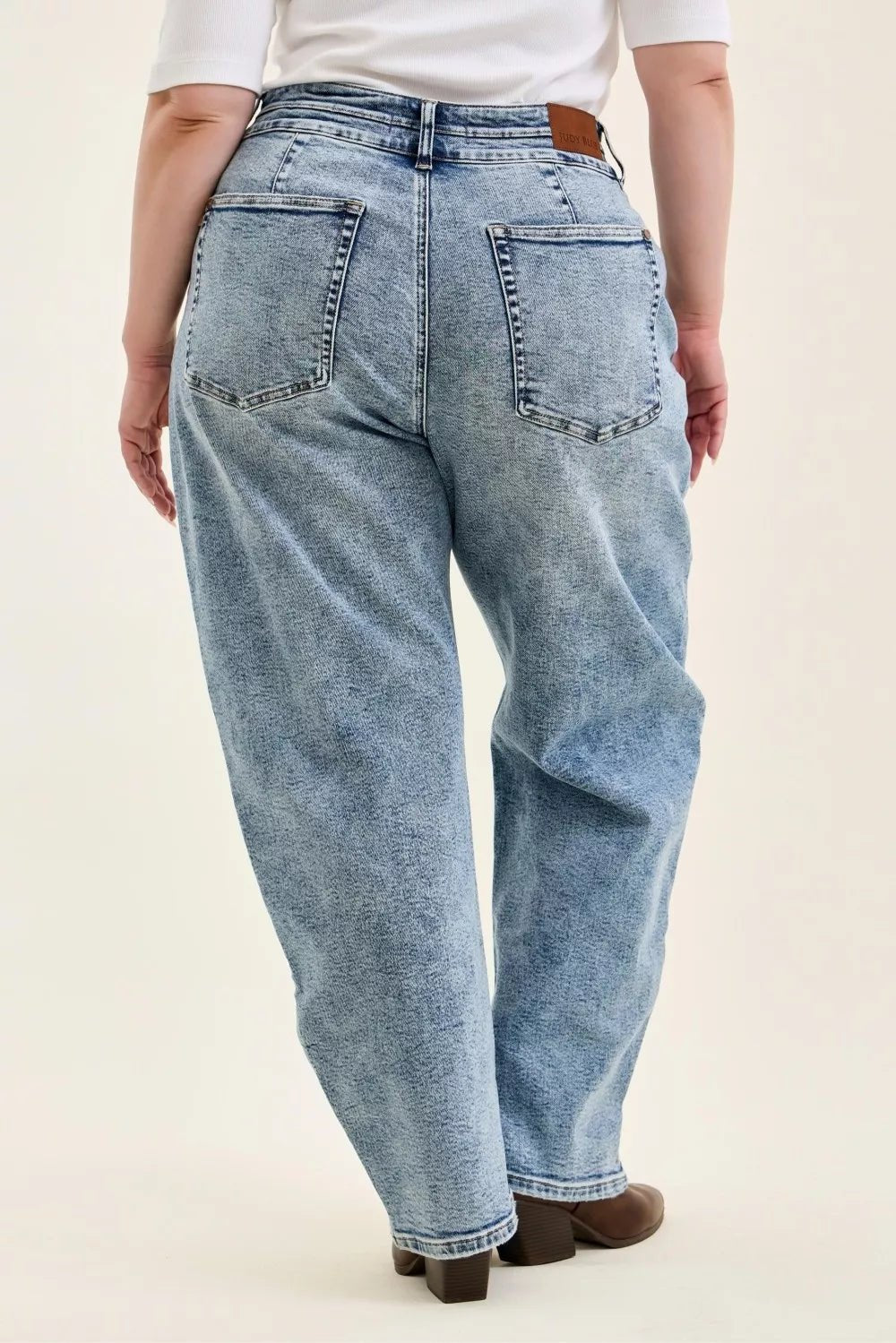 Judy Blue Full Size High Waist Marlow Arc Leg Jeans with Double Waistband Plus Size - Grace & Grit Boutique