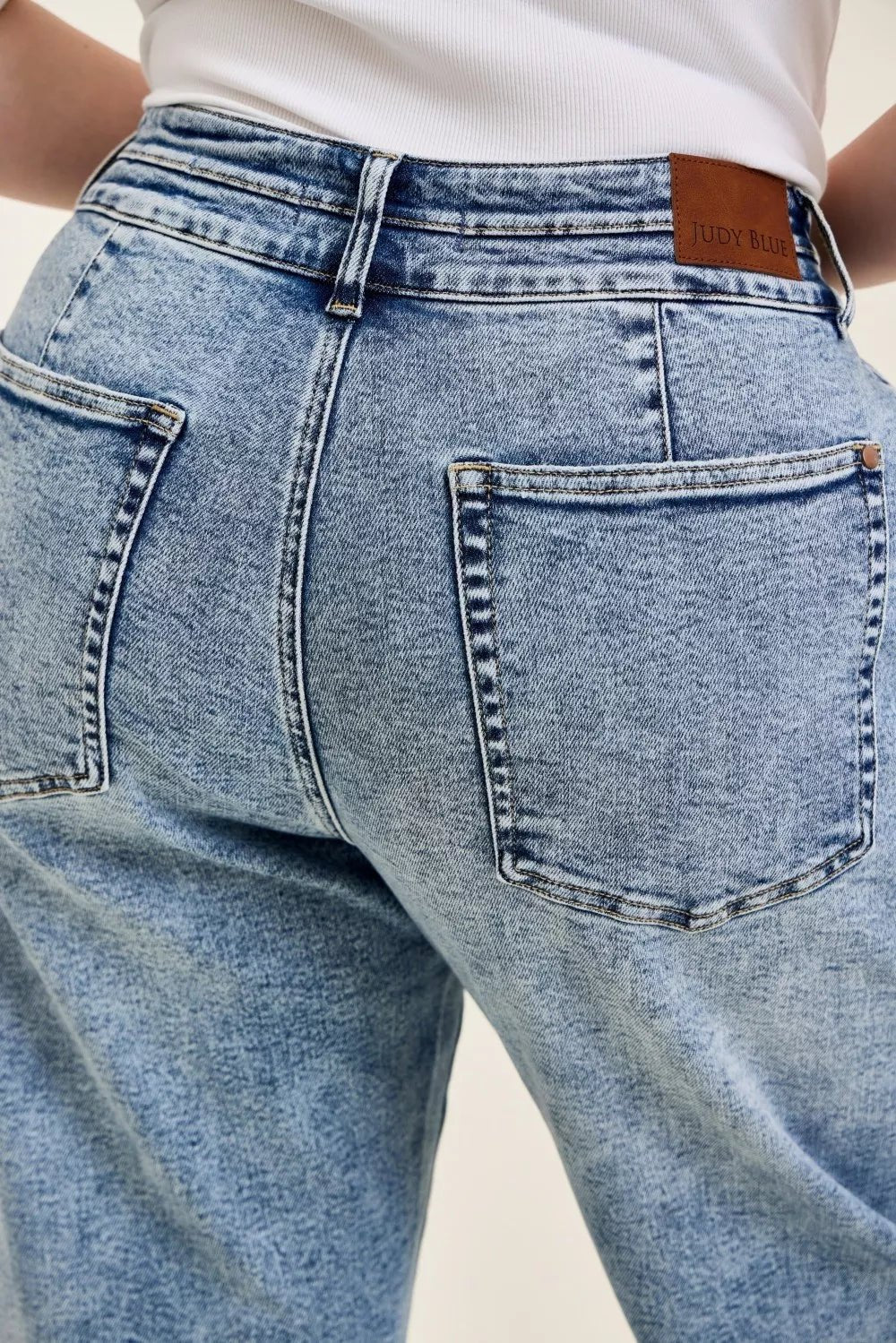 Judy Blue Full Size High Waist Marlow Arc Leg Jeans with Double Waistband Plus Size - Grace & Grit Boutique