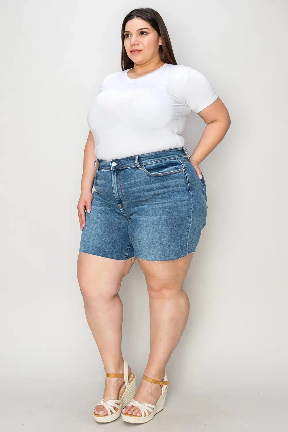 Judy Blue Full Size High Waist Slim Denim Shorts - Grace & Grit Boutique